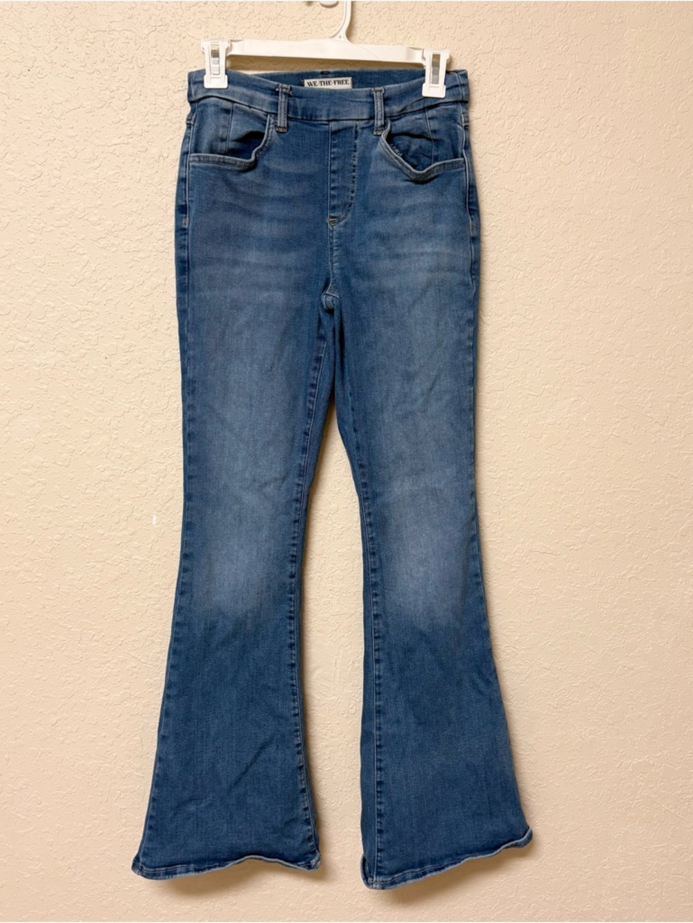 We The Free Pull On Crvy Flare Jeans Size S Blue Denim Stretch High Rise Boho